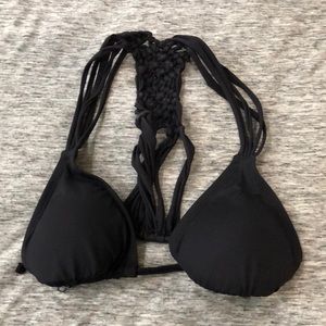 Black halter bikini top
